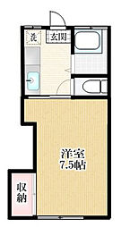 レンフィス平林 2階1Kの間取り
