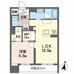 LUANA KAMISUGI 1LDKの間取図画像