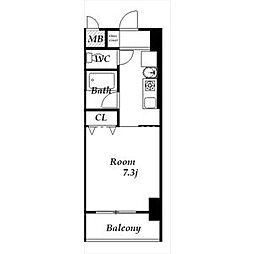 リヴェール白壁 1Kの間取図画像