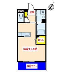 ISLAND国分中央 3階ワンルームの間取り
