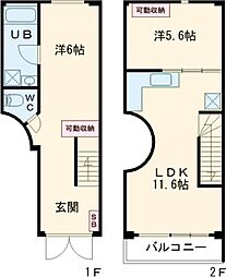 ＣｕＲＶＡ 1階2LDKの間取り