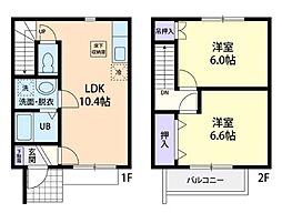 Dear court toi　B 1階2LDKの間取り