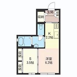 アン・グレーヌ 1階1LDKの間取り