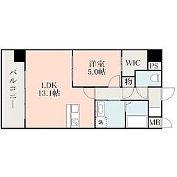COLAS MIFUNE EAST 8階1LDKの間取り