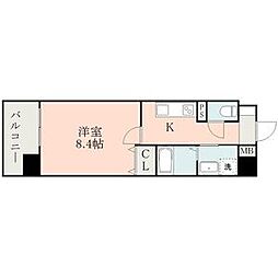 COLAS MIFUNE EAST 8階1Kの間取り