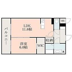 COLAS MIFUNE EAST 10階1LDKの間取り