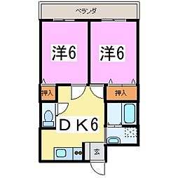 アネックス　ティ 1階2DKの間取り