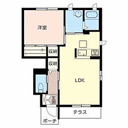 和歌山電鐵貴志川線 交通センター前駅 徒歩20分の賃貸アパート 1階1LDKの間取り
