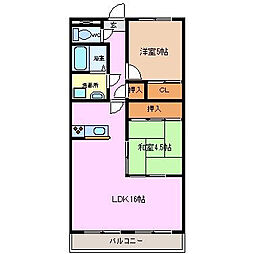 サフィニア・Ｆ 3階2LDKの間取り
