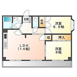 メゾンド・木太 2階2LDKの間取り