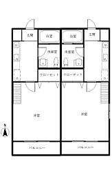 ウエストセントラルハイツＢ 1階1Kの間取り