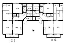 ウォーネリII 2階3DKの間取り