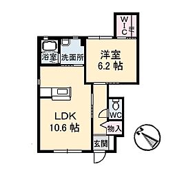 ヴィラ岩原 1階1LDKの間取り
