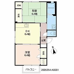 メゾン　シャジン 2階2DKの間取り