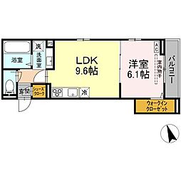 (仮称)D-ROOM甲府市徳行3丁目 301 3階1LDKの間取り