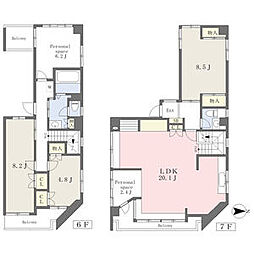 コーポジョイフル 7階3LDKの間取り