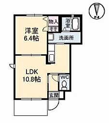 アムール 1階1LDKの間取り