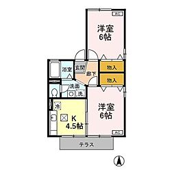 アベニール　II 201 2階2Kの間取り