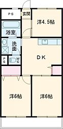 川杉マンション 2階3DKの間取り