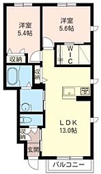 JR上越線 群馬総社駅 3.2kmの賃貸アパート 1階2LDKの間取り