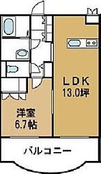 JR両毛線 伊勢崎駅 徒歩19分の賃貸マンション 2階1LDKの間取り