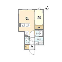 ウェルスクエア駒場東大前 3階1DKの間取り