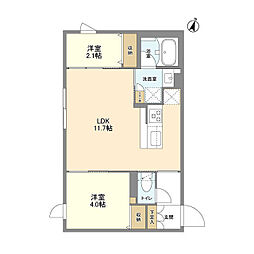 ウェルスクエア駒場東大前 3階2LDKの間取り