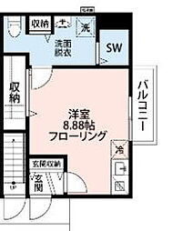 キャビン　3 1階ワンルームの間取り