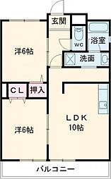メゾン長縄 4階2LDKの間取り