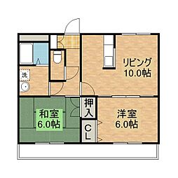 アメニティうちの 1階2LDKの間取り