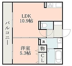 フェリオ・ウーノ 202 2階1LDKの間取り