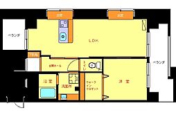 スカイハイツ石黒 6階1LDKの間取り