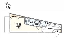 AILE上新庄 2階1Kの間取り