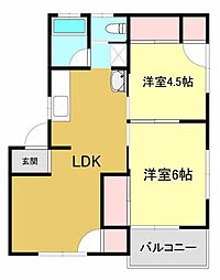 サンコーポかぶらき新川 2階2LDKの間取り