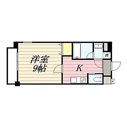 アマーレ東海通 4階1Kの間取り