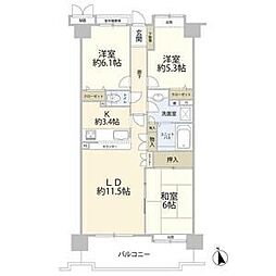 ローヤルガーデン立川けやき台 6階3LDKの間取り