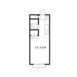 エステートサンスイ 208 2階ワンルームの間取り