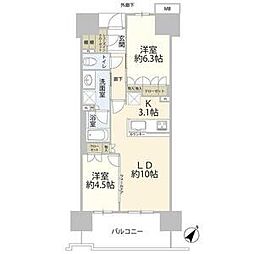 フラージュ押上 7階2LDKの間取り