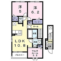 アンソレイユもみじ山 2階3LDKの間取り