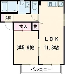 エスポワールミゾグチ Ａ 2階1LDKの間取り