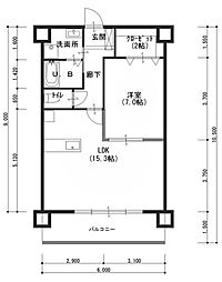 ルネス　ボニータァス 1階1LDKの間取り