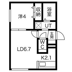 Enchante SHIROISHI(アンシャンテ) 2階1LDKの間取り