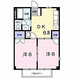 ニューシティ白山Ａ 1階2DKの間取り