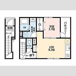 リーブルファイン新小岩 2階1LDKの間取り