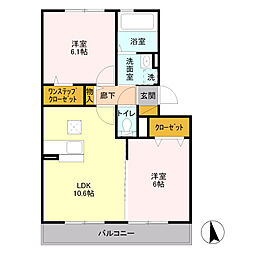 レイクガーデン 1階2LDKの間取り