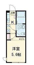 アルシオーネ絹ヶ丘 2階1Kの間取り
