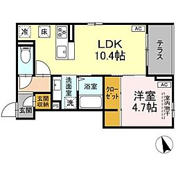 Asset-Court調布ヶ丘 1階1LDKの間取り