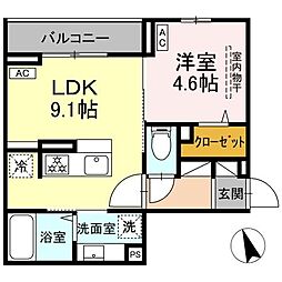 Asset-Court調布ヶ丘 3階1LDKの間取り