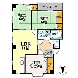 コーポ・レアーズII 2階3LDKの間取り