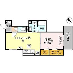 GRAMM桂北滝川　C棟 1階1LDKの間取り